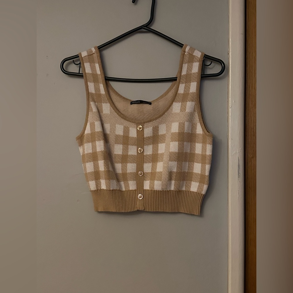 White and tan crop top